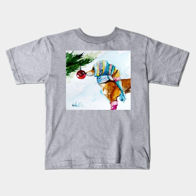 Xmas Greyhound Kids T-Shirt by Novaart